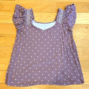 Torrid Super Soft Smocked Flutter Sleeve Top Sz 0